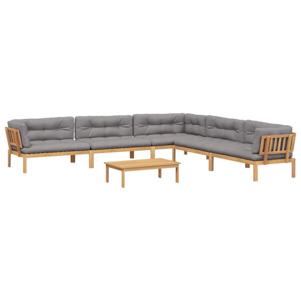 vidaXL Salon palette de jardin avec coussins 6Pièces bois d'acacia massif