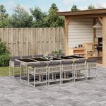 vidaXL Ensemble à manger de jardin 11Pièces avec coussins gris poly rotin