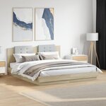vidaXL Cadre de lit tête de lit et lumières LED chêne sonoma 160x200cm