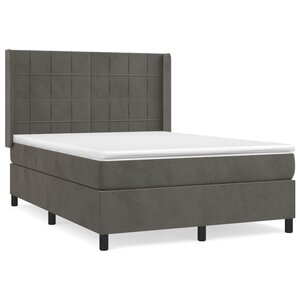 vidaXL Sommier à lattes de lit et matelas Gris foncé 140x190cm Velours