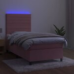 vidaXL Sommier à lattes de lit avec matelas LED Rose 90x200 cm Velours