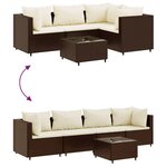 vidaXL Salon de jardin 5 Pièces avec coussins Marron Résine tressée