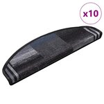 vidaXL Tapis d'escalier autoadhésifs 10 Pièces 65x21x4 cm Noir et gris