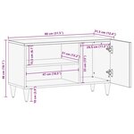 vidaXL Meuble TV gris clair 80x31 5x46 cm bois massif de manguier