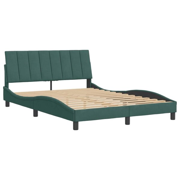 vidaXL Cadre de lit avec tête de lit Vert foncé 140x190 cm Velours