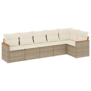 vidaXL Salon de jardin avec coussins 6 Pièces beige résine tressée