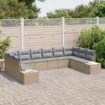 vidaXL Ensemble de canapé de jardin 10 Pièces beige et gris clair