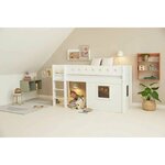 Flexa WHITE Lit mi-hauteur avec echelle droite 90 x 200 cm Facades cabane cadre blanc Barriere de securite classique Blanc