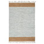 vidaXL Tapis Chindi tissé à la main Cuir 80x160 cm Gris clair et brun