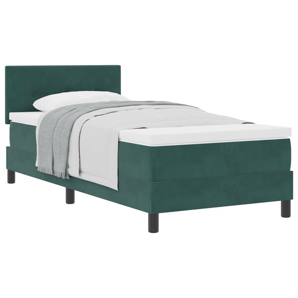 Lit Box Spring vidaXL avec Matelas Vert Foncé 100x200 cm en Velours