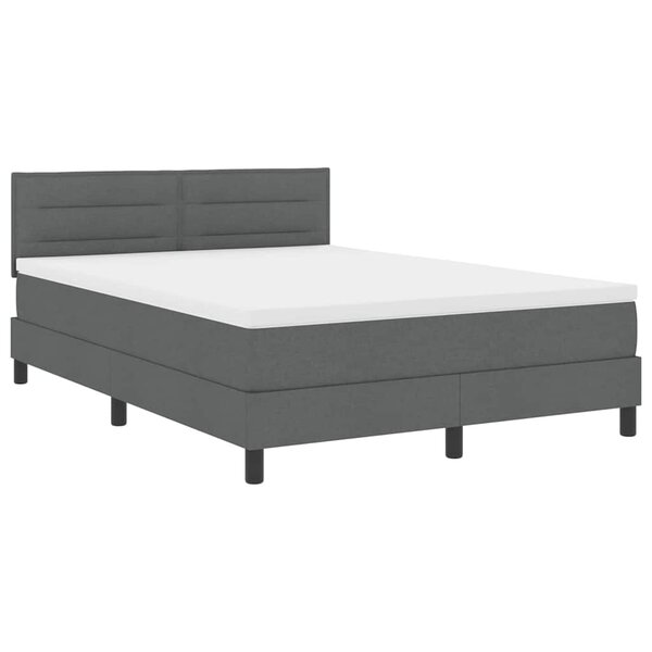 vidaXL Lit à ressorts avec matelas Gris foncé 160 x 200 cm tissu