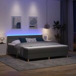 vidaXL Lit à ressort LED avec matelas Gris foncé 180 x 200 cm tissu