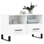 vidaXL Meuble TV Blanc 80x36x50 cm Bois d'ingénierie