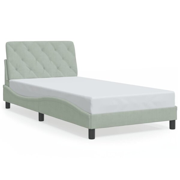 vidaXL Cadre de lit sans matelas gris clair 100x200 cm velours