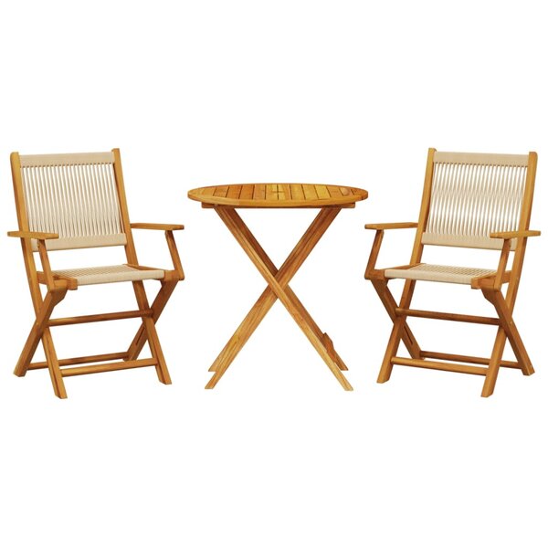 vidaXL Ensemble de bistro 3 Pièces beige polypropylène et bois massif