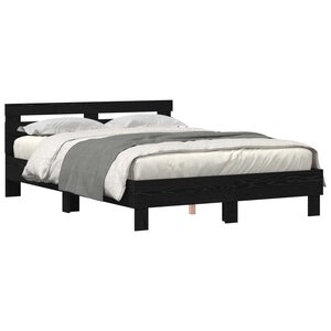 vidaXL Cadre de lit avec LED Chêne noir 150 x 200 cm Bois d'ingénierie