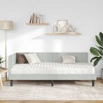 vidaXL Cadre de lit d'angle avec matelas 2 Pièces Gris clair Velours