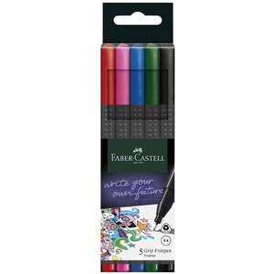 Feutre pointe fine grip finepen  étui de 5 faber-castell