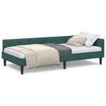 vidaXL Cadre de lit d'angle avec tête de lit Vert foncé 90 x 200 cm