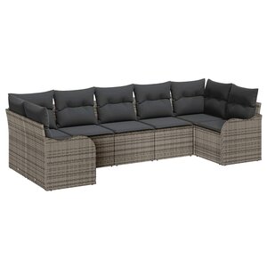 vidaXL Ensemble de canapé de jardin 7 Pièces Gris Poly rotin