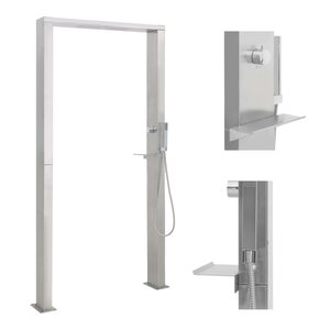 vidaXL Douche d'extérieur à double jet Acier inoxydable