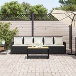 vidaXL Canapé de jardin avec coussins 5 places noir résine tressée