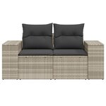 vidaXL Canapé de jardin 2 places et coussins gris clair résine tressée