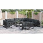 vidaXL Ensemble de canapé de jardin avec coussin 13 Pièces Noir Aluminium