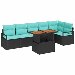 vidaXL Ensemble de salle à manger pour jardin 7 Pièces Noir et Sarcelle