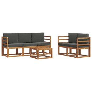 vidaXL Ensemble de canapés d'extérieur 6 pc Naturel et Anthracite