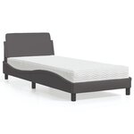 vidaXL Lit avec matelas gris 90x190 cm similicuir