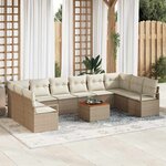 vidaXL Ensemble de canapé de jardin 11 Pièces Beige  blanc