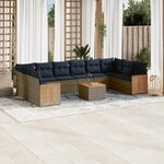 vidaXL Salon de jardin 11 Pièces avec coussins gris résine tressée