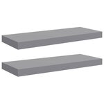 vidaXL Étagères murales flottantes 2 Pièces Gris 60x23 5x3 8 cm MDF