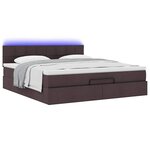 vidaXL Lit ottoman avec matelas et LED Marron foncé 180x200 cm tissu