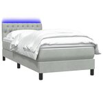 vidaXL Sommier à lattes de lit et matelas et LED gris clair 80x220 cm velours