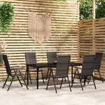 vidaXL Ensemble à manger de jardin 7 Pièces Noir