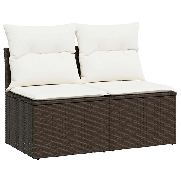 vidaXL Salon de jardin avec coussins 2Pièces marron résine tressée acacia
