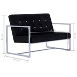 vidaXL Canapé 2 places avec accoudoirs Noir Chrome et velours