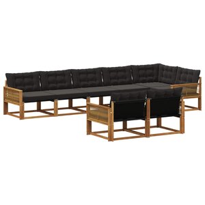 vidaXL Ensemble de canapés d'extérieur 8 Pièces Naturel et noir