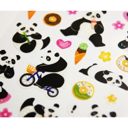 Autocollants - Pandas - Paillettes - 1 8 cm