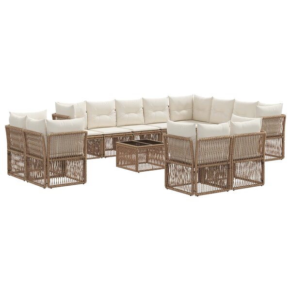 vidaXL Ensemble de canapé de jardin 13 Pièces Beige polyrotin