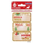 12 étiquettes adhésives de Noël - Joyeux Noël