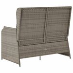 vidaXL Banc inclinable de jardin avec coussins gris résine tressée
