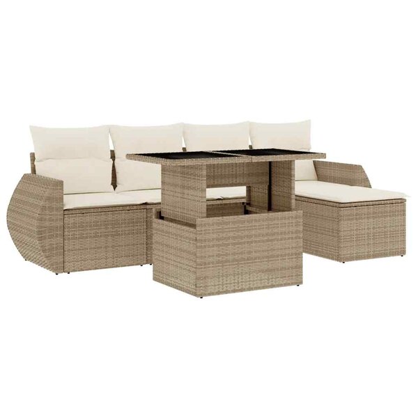 vidaXL Salon de jardin avec coussins 6 Pièces beige résine tressée
