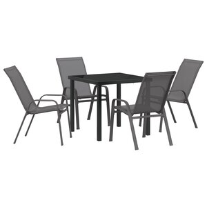 vidaXL Ensemble de salle à manger de jardin 5 pièces - Textilène gris et acier