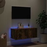 vidaXL Meuble TV mural avec lumières LED chêne fumé 80x35x31 cm