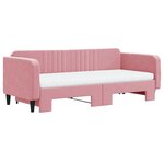 vidaXL Lit de jour avec gigogne et matelas rose 90x200 cm velours