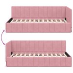 vidaXL Cadre de lit d'angle Rose 100 cm x 200 cm tissu