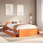 vidaXL Cadre de lit sans matelas avec tête de lit brun cire 120x190 cm